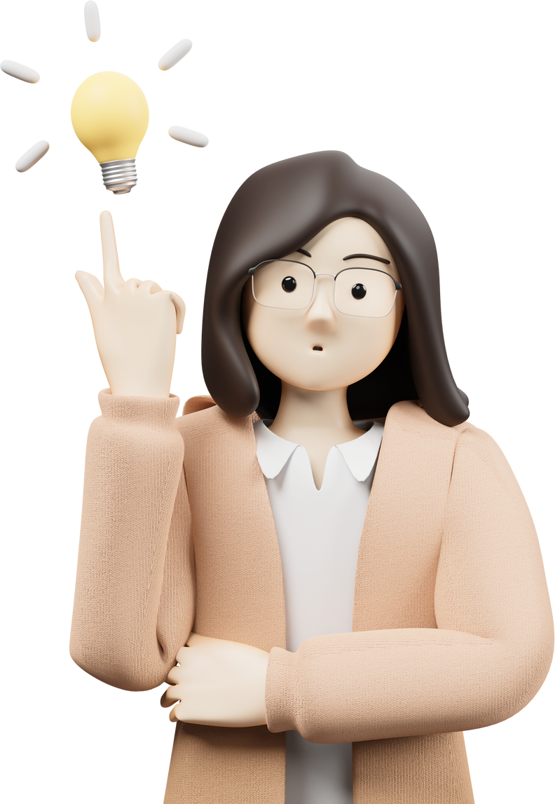 woman got idea 3d character illustration